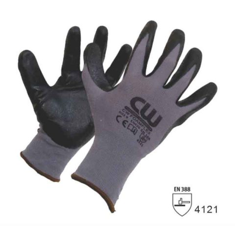 MCR Economy Foam Nitrile Gloves, X-Large, Gray/Black, 12 Pairs